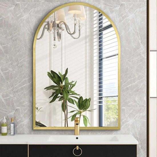 Specchio a forma di arco - stile moderno - unico pezzo - alluminio - 40 x 30 cm