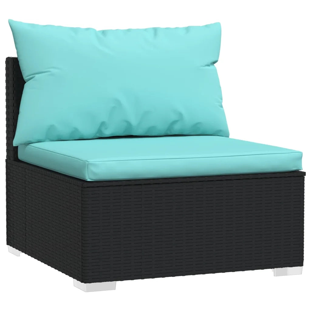 Set Divani da Giardino 9 pz con Cuscini in Polyrattan Nero 3102377
