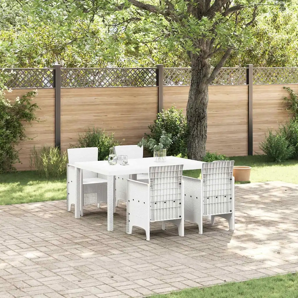 Set da Pranzo per Giardino 5 pcs Bianco Rattan Polt