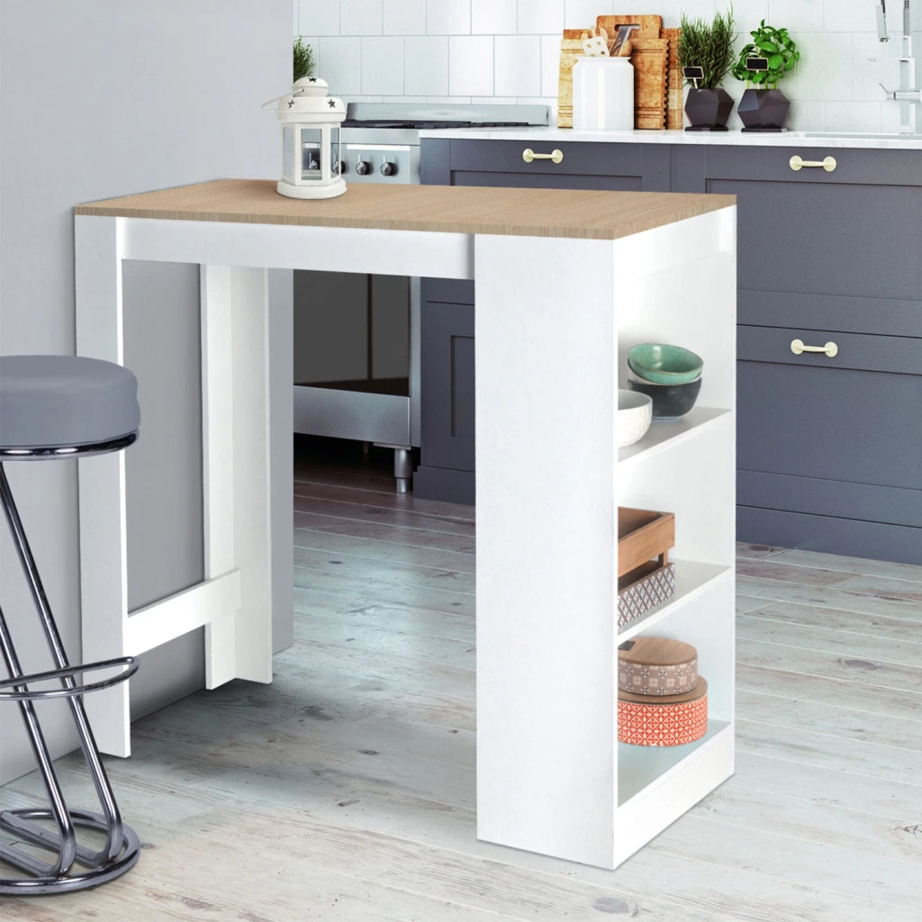 IDMarket - Tavolo alto da bar BARTH da 2 a 4 persone piano in legno bianco imitazione faggio