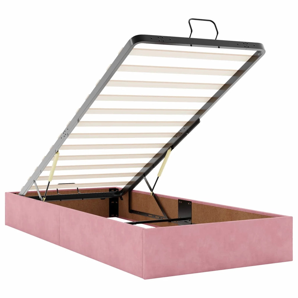 Letto ottomano con materasso Rosa 100 x 200 cm Velluto 3457706