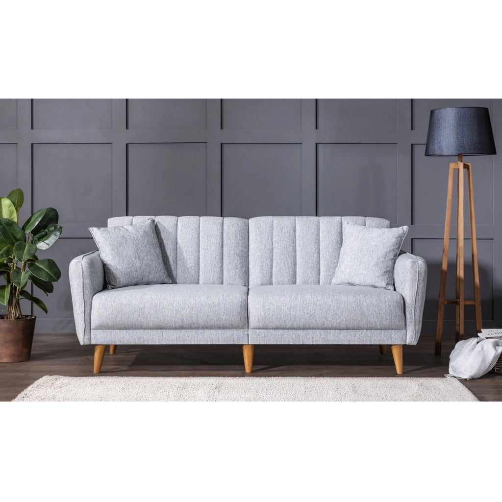 Divano letto a 3 posti in tessuto "Aqua" 205 x 85 x 85 cm - Grigio