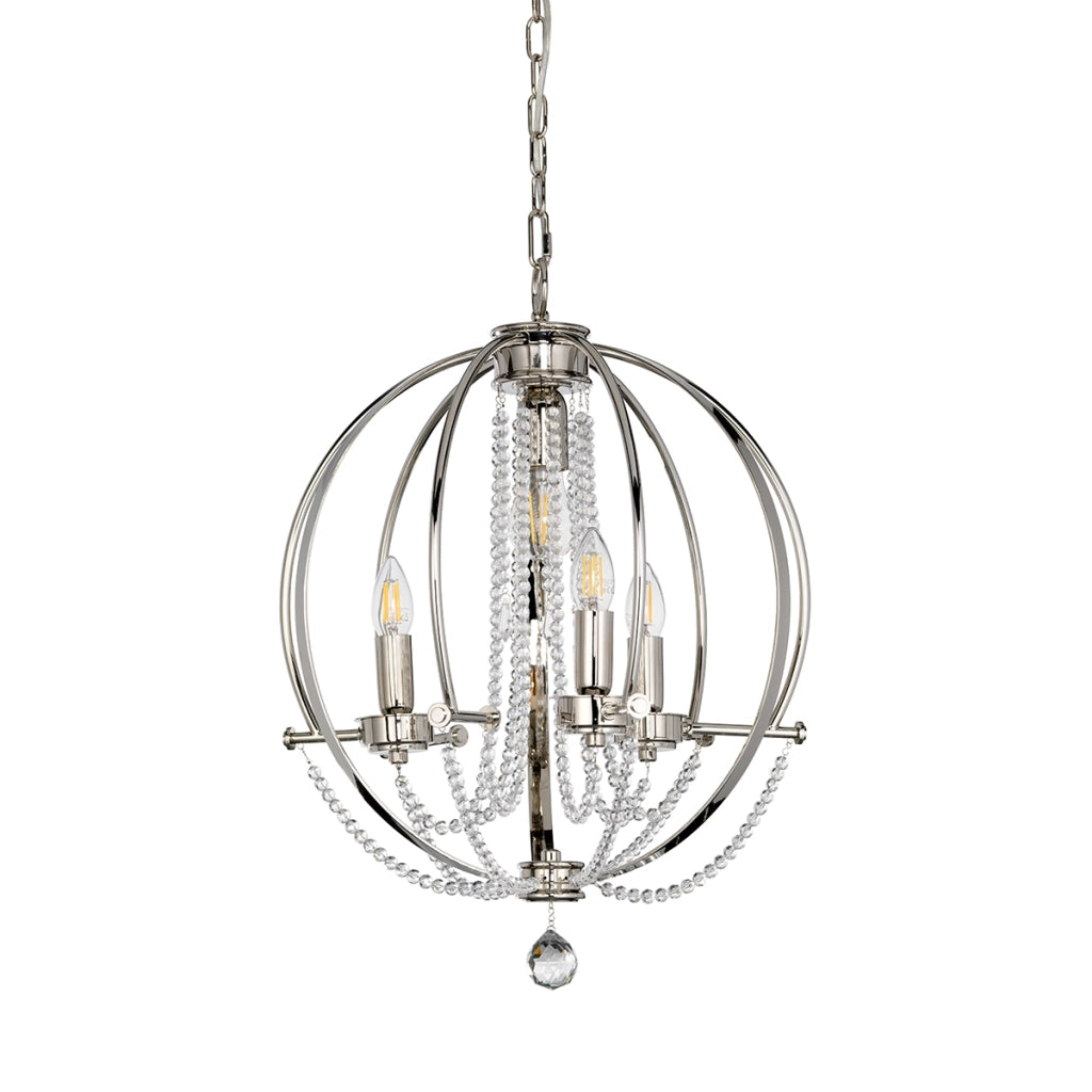 Lampadario a sfera Cassie Elstead Ø46 nichel 3xE14