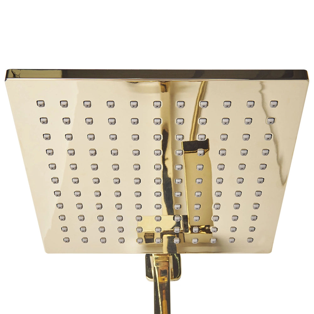 Set Miscelatore Moderno Doccia A Pioggia In Ottone Dorato A Parete