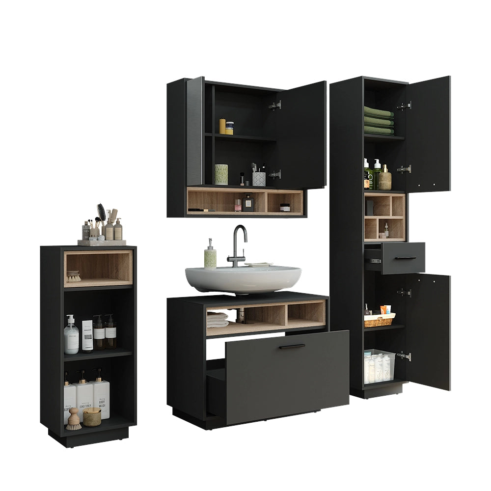 Vicco Set di mobili da bagno Antracite/Sonoma Set 4