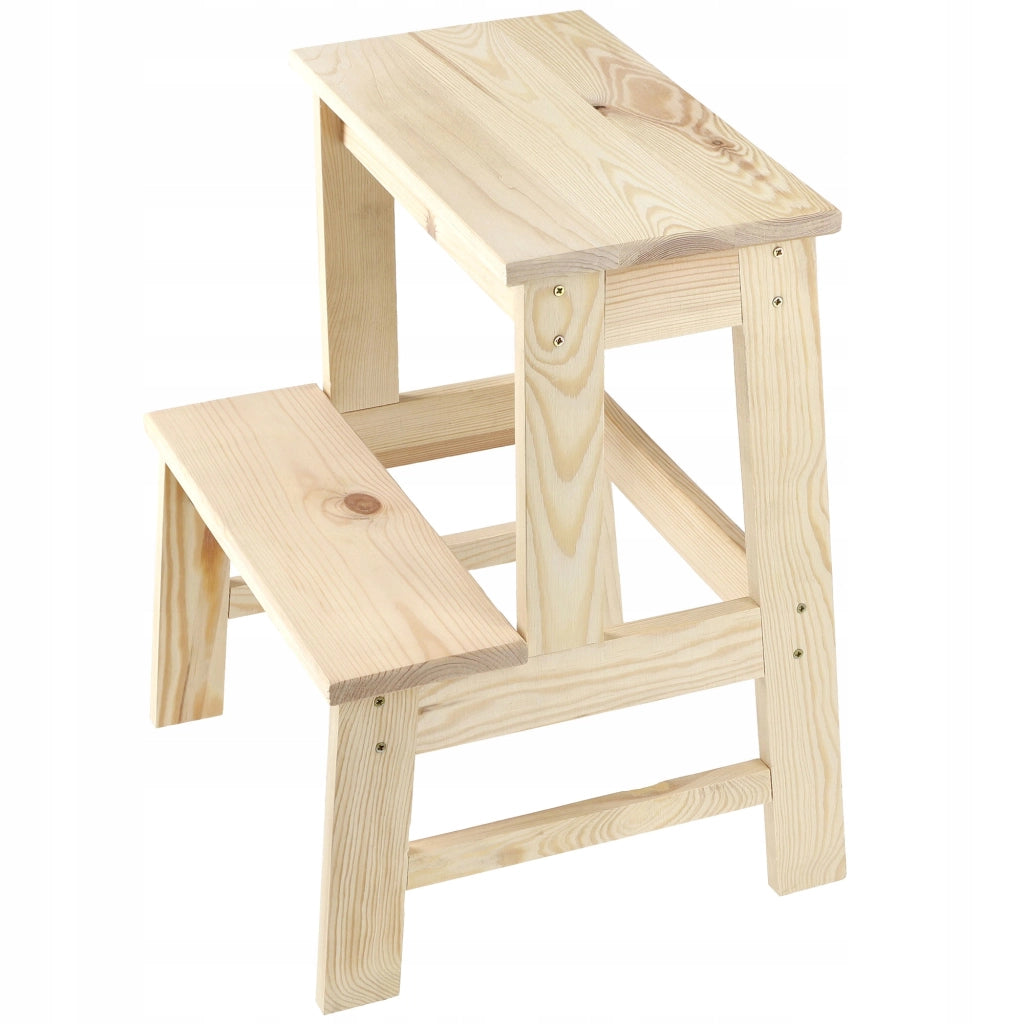 Sgabello da cucina in legno KADAX con piattaforma e gradini da 50 cm, solido.