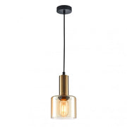 Italux Santia lampada a sospensione ottone ambra Ø15cm