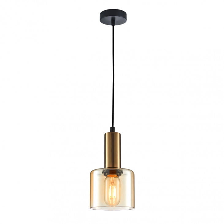 Italux Santia lampada a sospensione ottone ambra Ø15cm