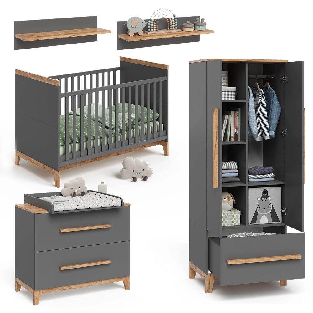 Vitalispa Set per cameretta Grigio/quercia Set di 4