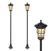 Lampione Solare 2 Pezzi per Giardino ¨C Minimal ¨C Acero Inox Nero 186 cm