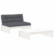 Set Divani da Giardino 2pz | Set Salotto da Giardino con Cuscini in Legno Massello Bianco