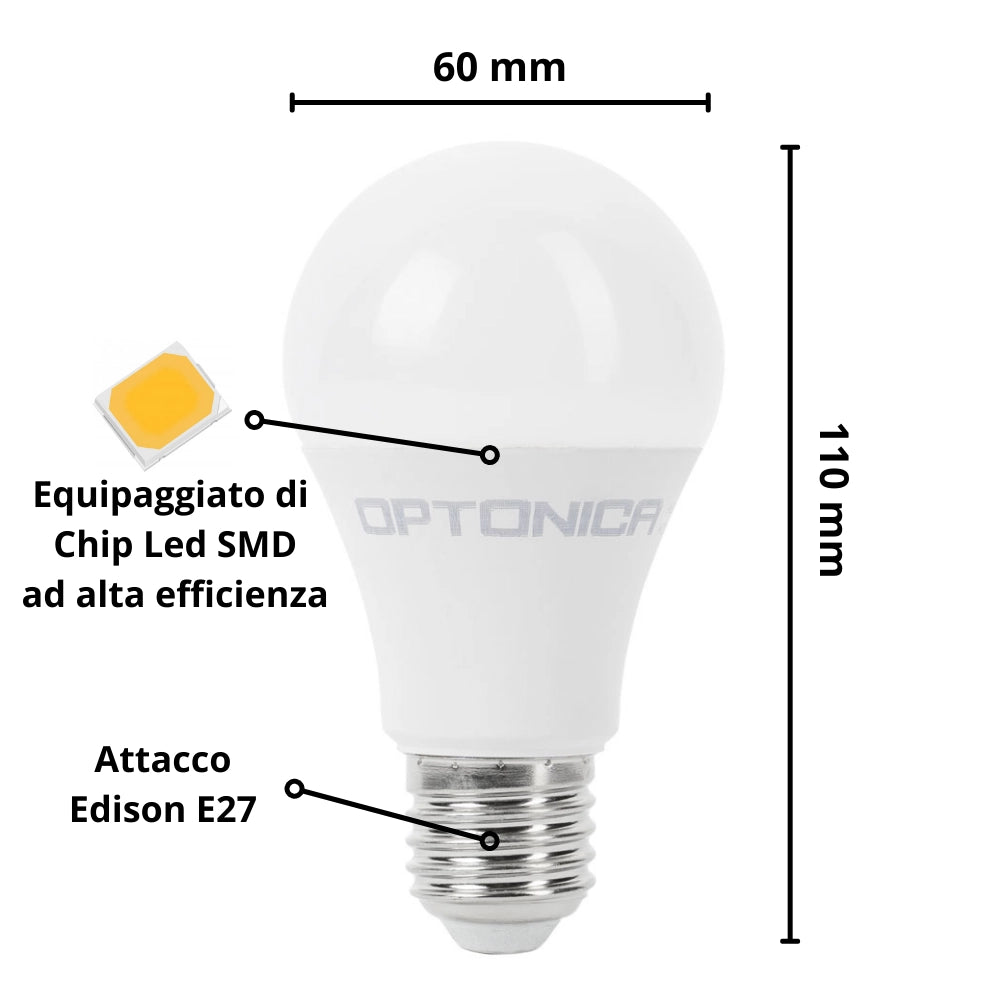 Lampadina led goccia e27 18watt resa 110watt risparmio energetico 2700k pezzi 3