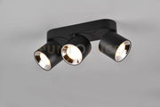 GUAYANA BARRA 3 SPOTS ORIENTABILI ANCHE DA INCASSO METALLO NERO L. 27,3CM ATTACCO GU10
