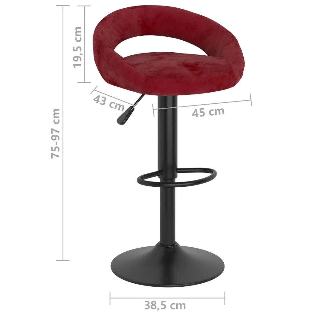 Sgabelli da Bar 2 pz Rosso Vino in Velluto 333275