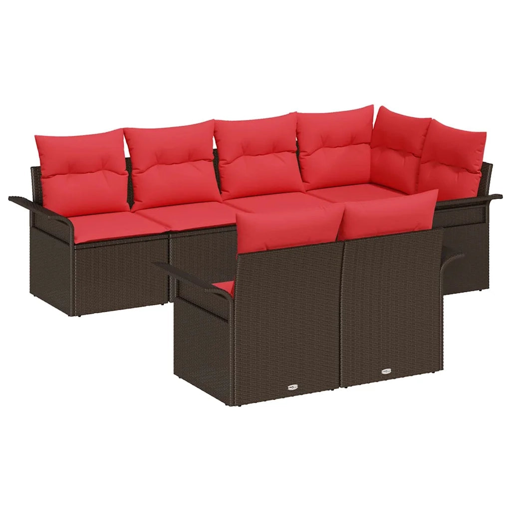 Set Divano da Giardino con cuscino 7 pcs Marrone polyrattan 3345404