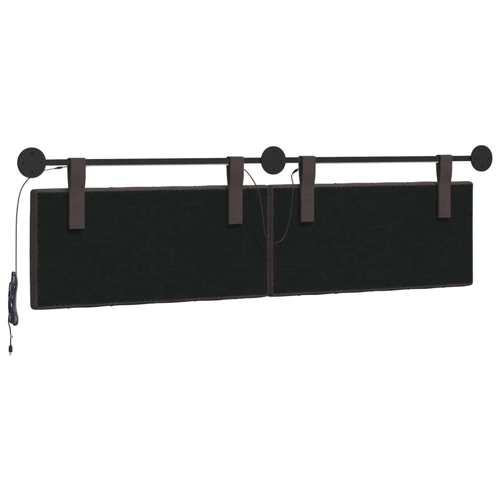 Testiera sospesa Con luce LED Marrone Scuro Tessuto 3424657