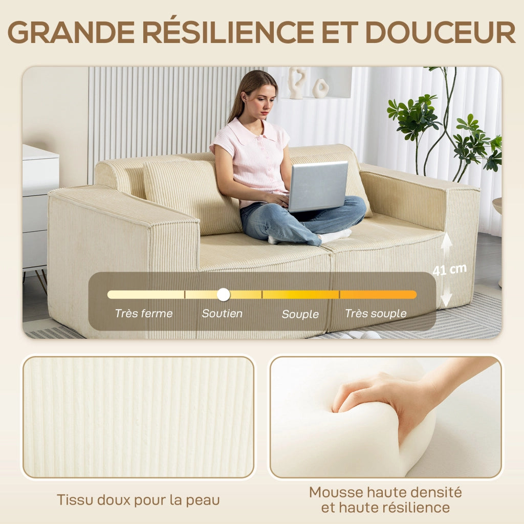Divano 3 posti in velluto ¨C zephmum ¨C beige 202x90x76