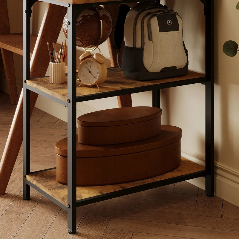 Comodino, tavolino, tavolino da caffè, mensola industriale, marrone scuro, stile retrò, 75 cm