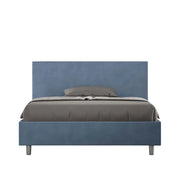 BS COM Letto una piazza e mezza con rete imbottito 130x200 microfibra blu