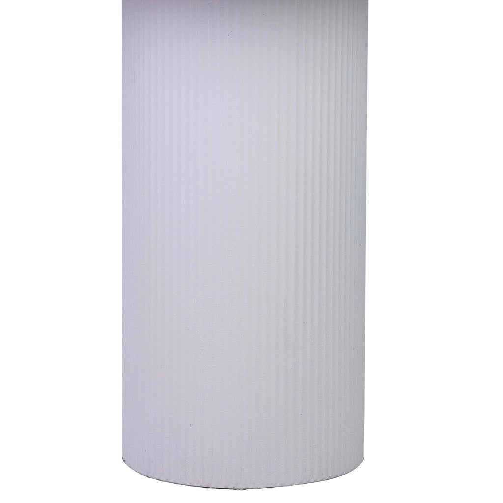 Tavolino in metallo bianco e legno 46x46x56h cm