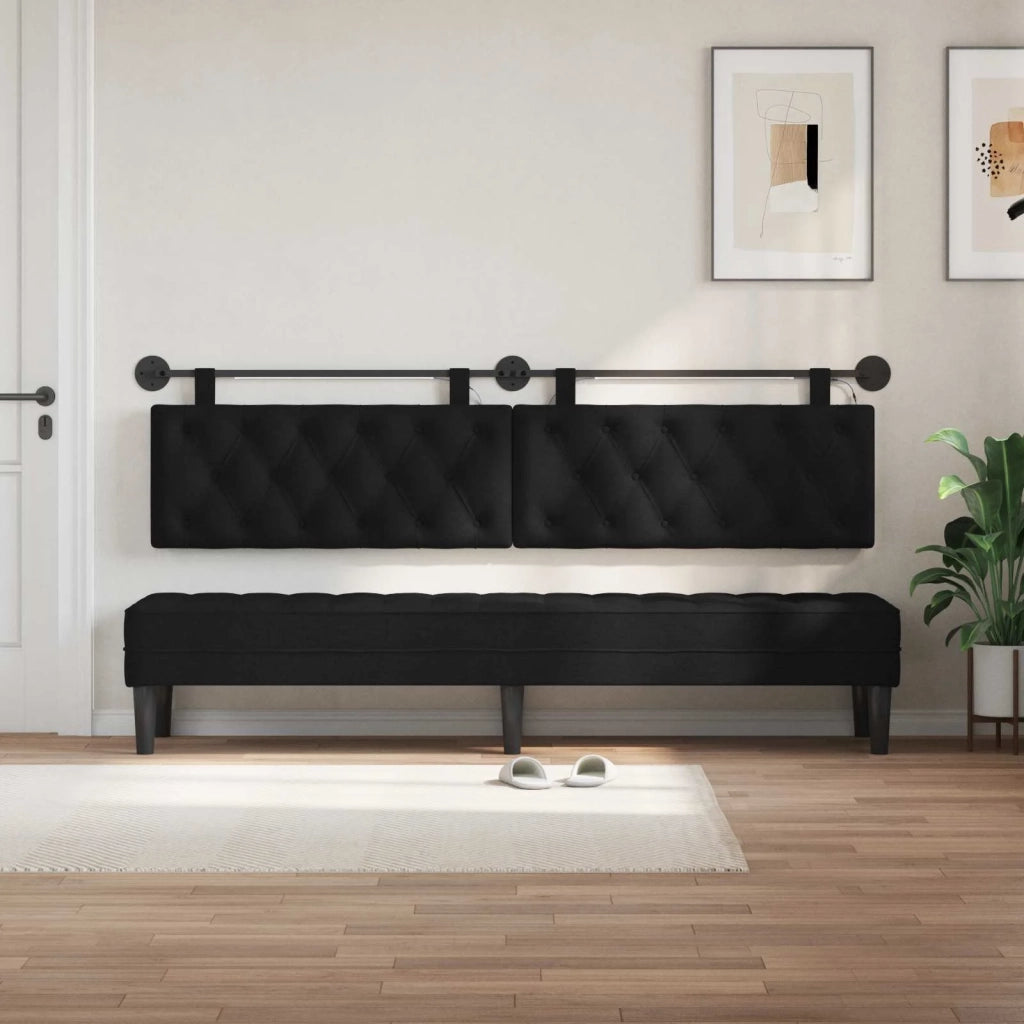 Testiera sospesa Con luce LED Nero Tessuto 3424711