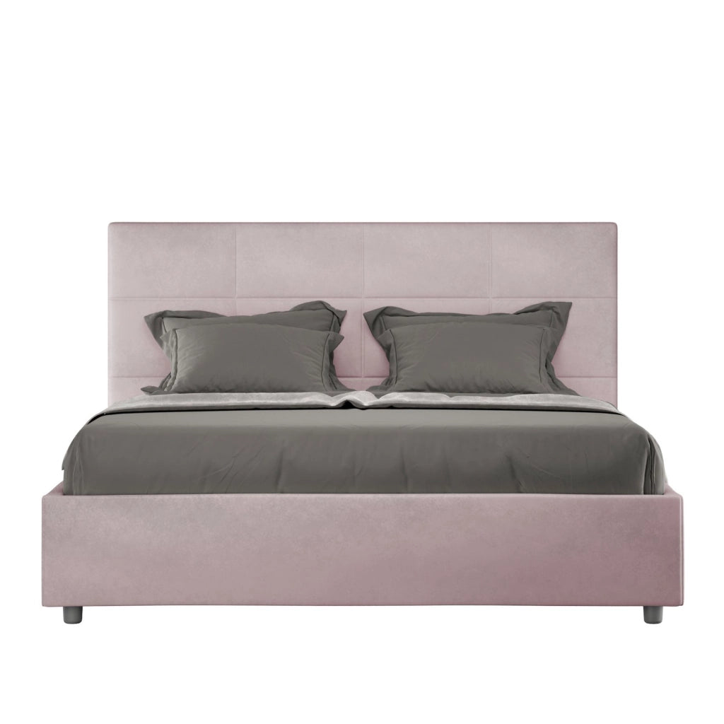 ityhome Letto matrimoniale king size con rete imbottito 170x190 microfibra glicine Mika