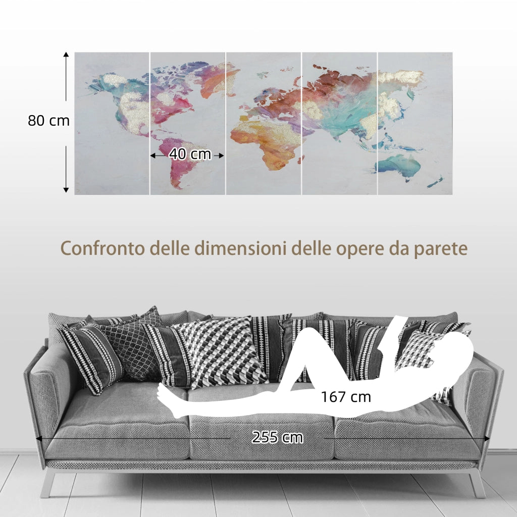 Quadri su Tela 5 Pezzi ¨C Minimal ¨C 80x40cm Multicolore