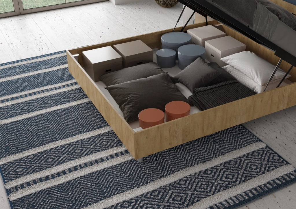 BS COM Letto matrimoniale contenitore 160x190 testata dritta con doghe quercia