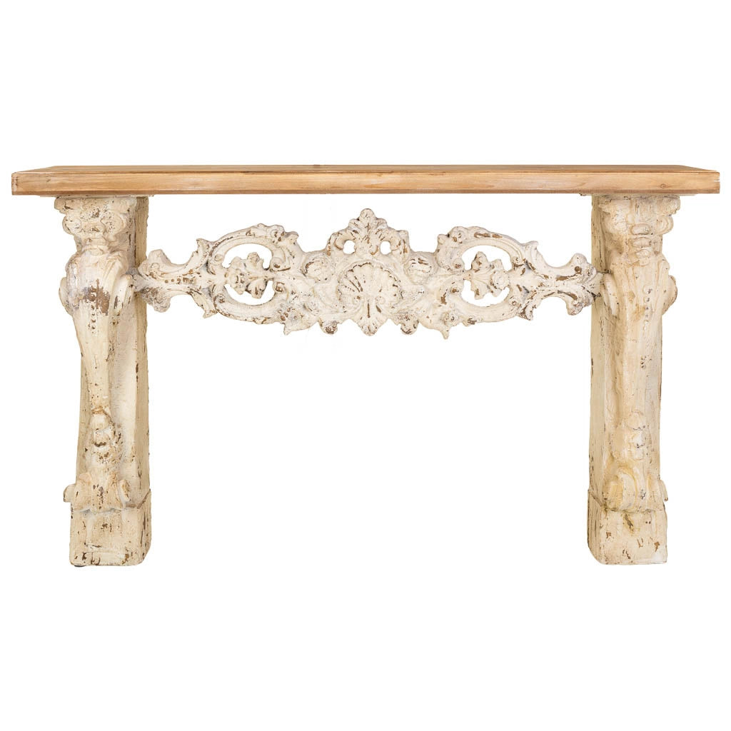 Mobile da ingresso in legno e magnesio Beige 146x32x90h cm