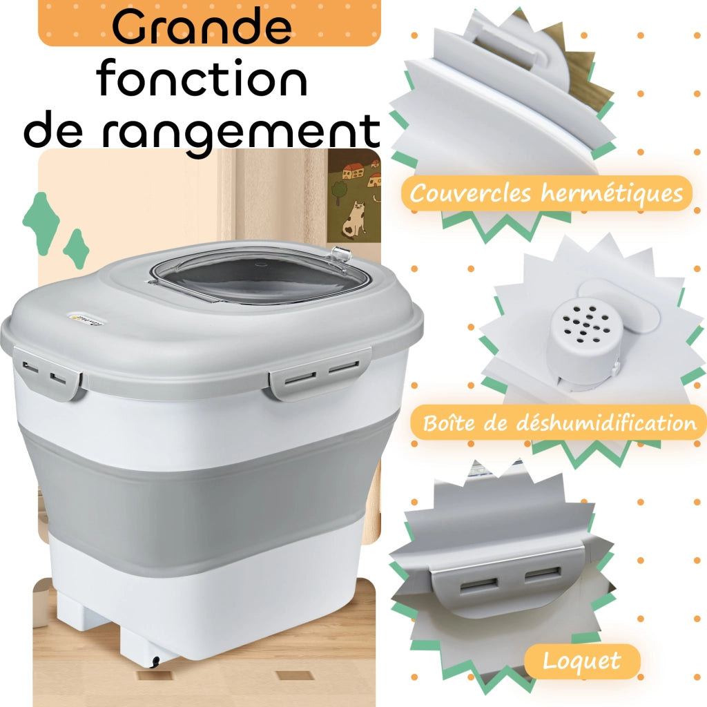 Contenitore per crocchette cane ¨C zephmum ¨C grigio 44x32x37 cm