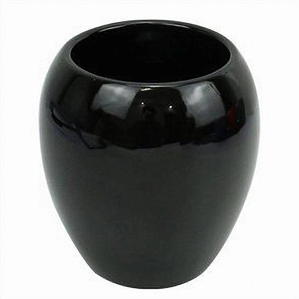 Trade Shop - Bicchiere Portaspazzolini Ceramica Nero Moderno Accessorio Arredo Da Bagno 79249 -