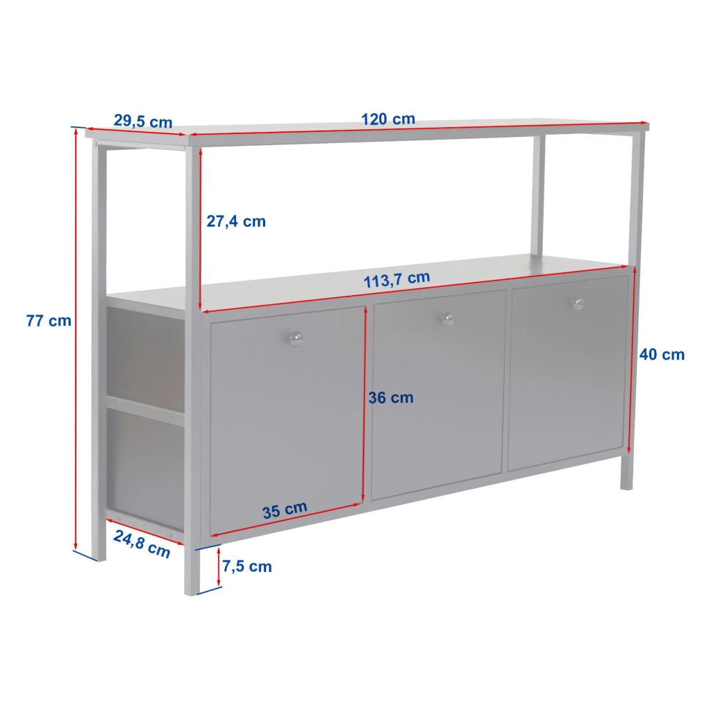 Madia Noda, Credenza 2 Ripiani, 120x30x77h cm Marrone Frassinato