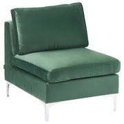 Modulo divano a 1 posto in velluto verde Gambe in metallo argento Stile glamour