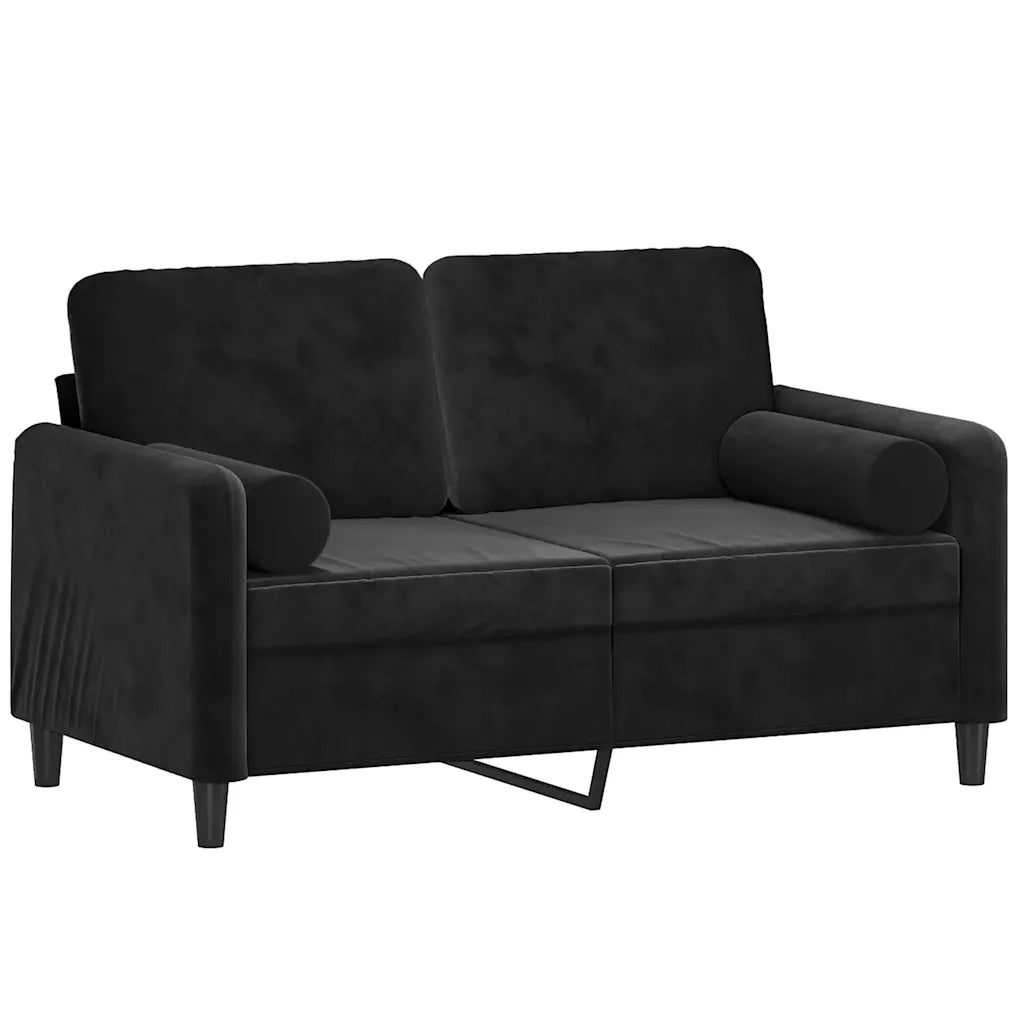 Divano a 2 Posti con Cuscini-Sofa 2 Posti con Cuscini Nero 120 cm in Velluto 586810