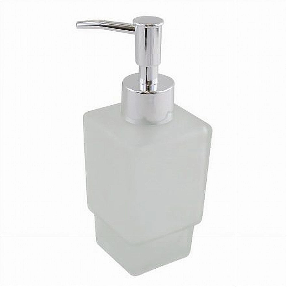 Trade Shop - Dispenser Ricambio Porta Sapone Liquido Vetro Satinato Cubico Bagno Accessori 87265 -