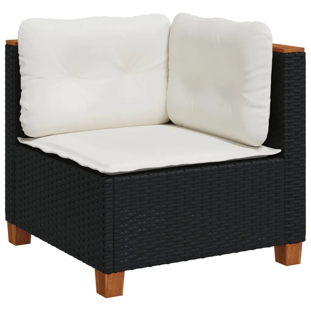 Set Divano da Giardino 6 pz con Cuscini Nero in Polyrattan 3261947
