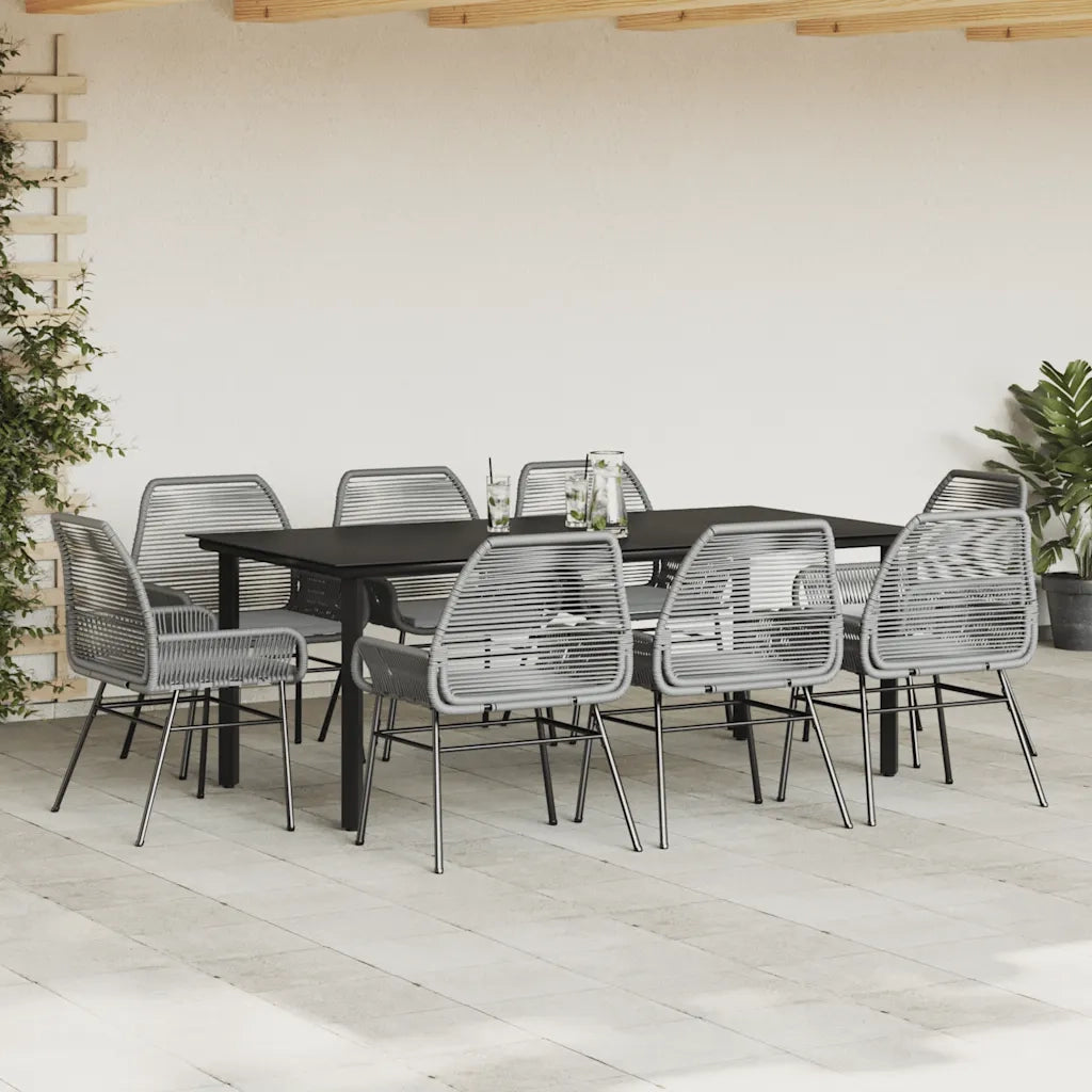 Set da Pranzo da Giardino 9 pz con Cuscini Polyrattan Vetro 3334582