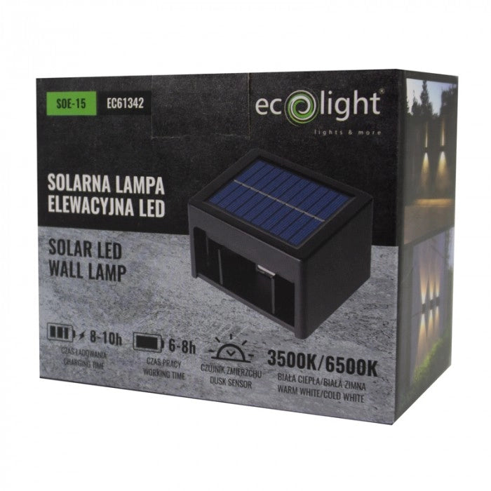 Applique solare LED 0,5W crepuscolare 90° IP44 nera