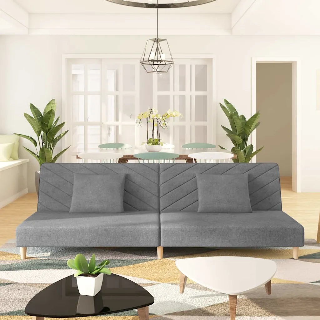 Divano Letto a 2 Posti con 2 Cuscini-Sofa Letto 2 Posti-Daybed Grigio Chiaro in Tessuto 475747