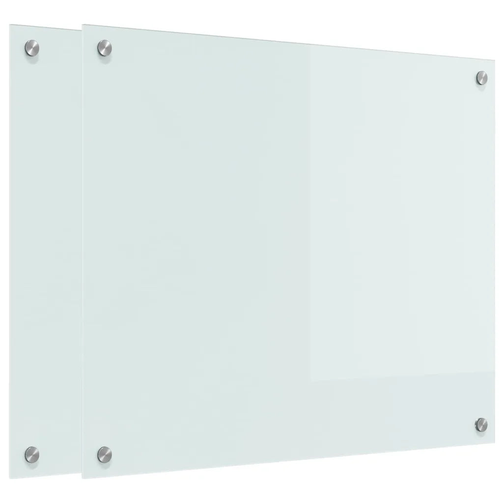 Rivestimento da Cucina 2 pz-Set di 2 Paraschizzi per Cucina Bianco 70 x 60 cm vetro temperato