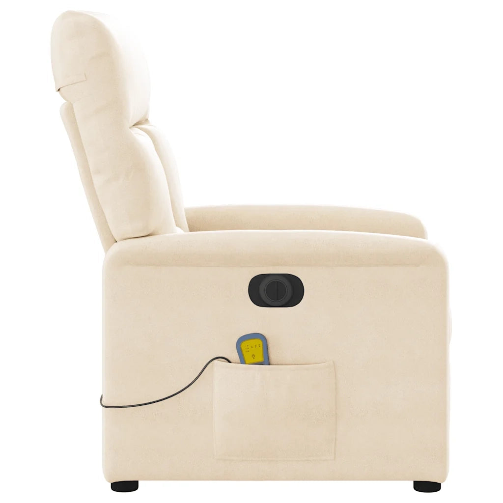 Poltrona Reclinabile Massaggiante Elettrica Beige Microfibra 3303085