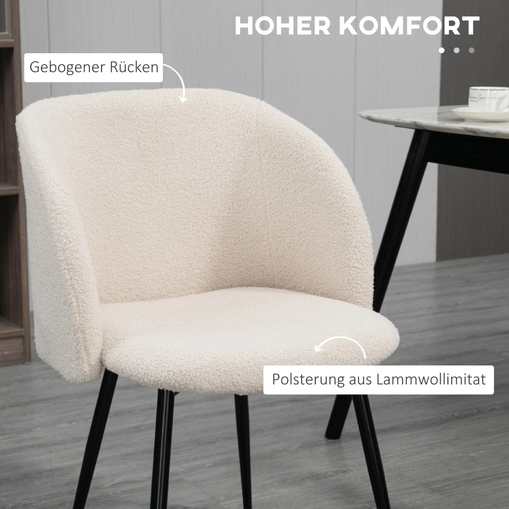 Set 2 Sedie da Pranzo Imbottite con Rivestimento in Tessuto e Gambe in Metallo ¨C Minimal ¨C Cremewei?