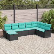 Set Divano da Giardino con cuscino 8 pcs Nero Poly Rattan 3360267