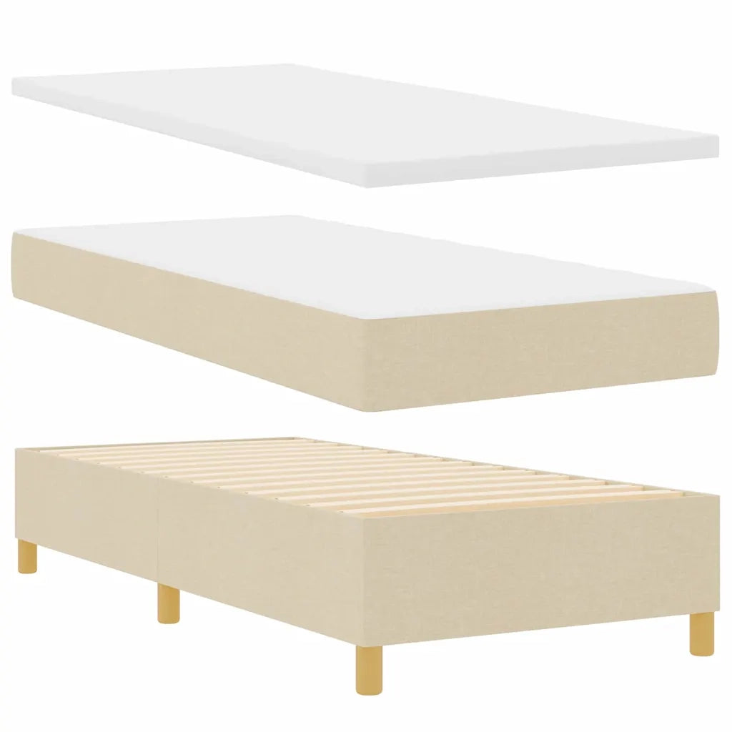 Letto a molle con materasso Crema 90 x 200 cm Tessuto
