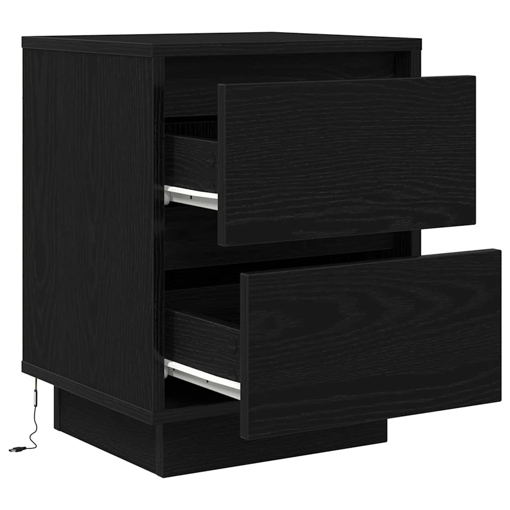 Comodini con Luci LED 2 pz Nero 38x34x50 cm 861286