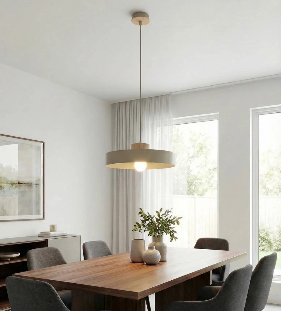 Lampada sospesa KIVI Japandi beige, legno, 1xE27