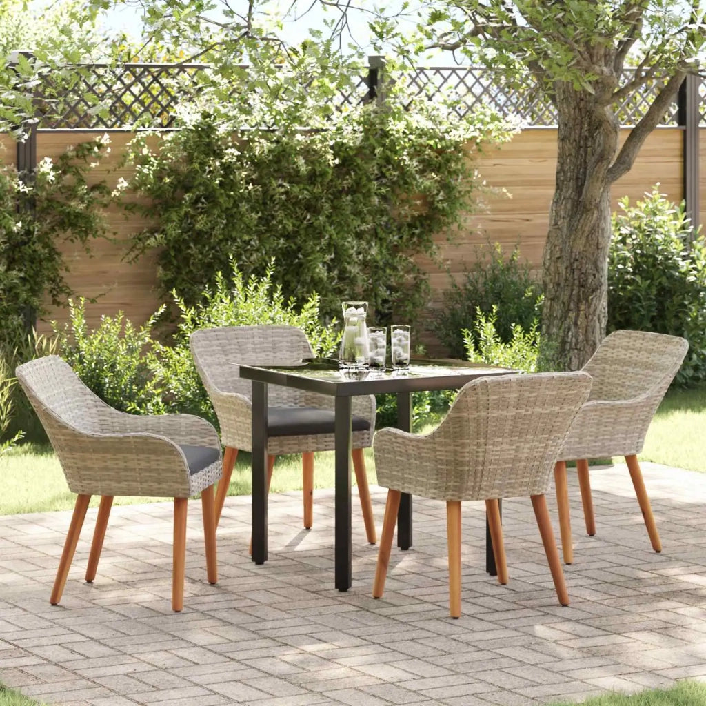 Set da Pranzo per Giardino 5 pcs Grigio chiaro polyrattan 3261713