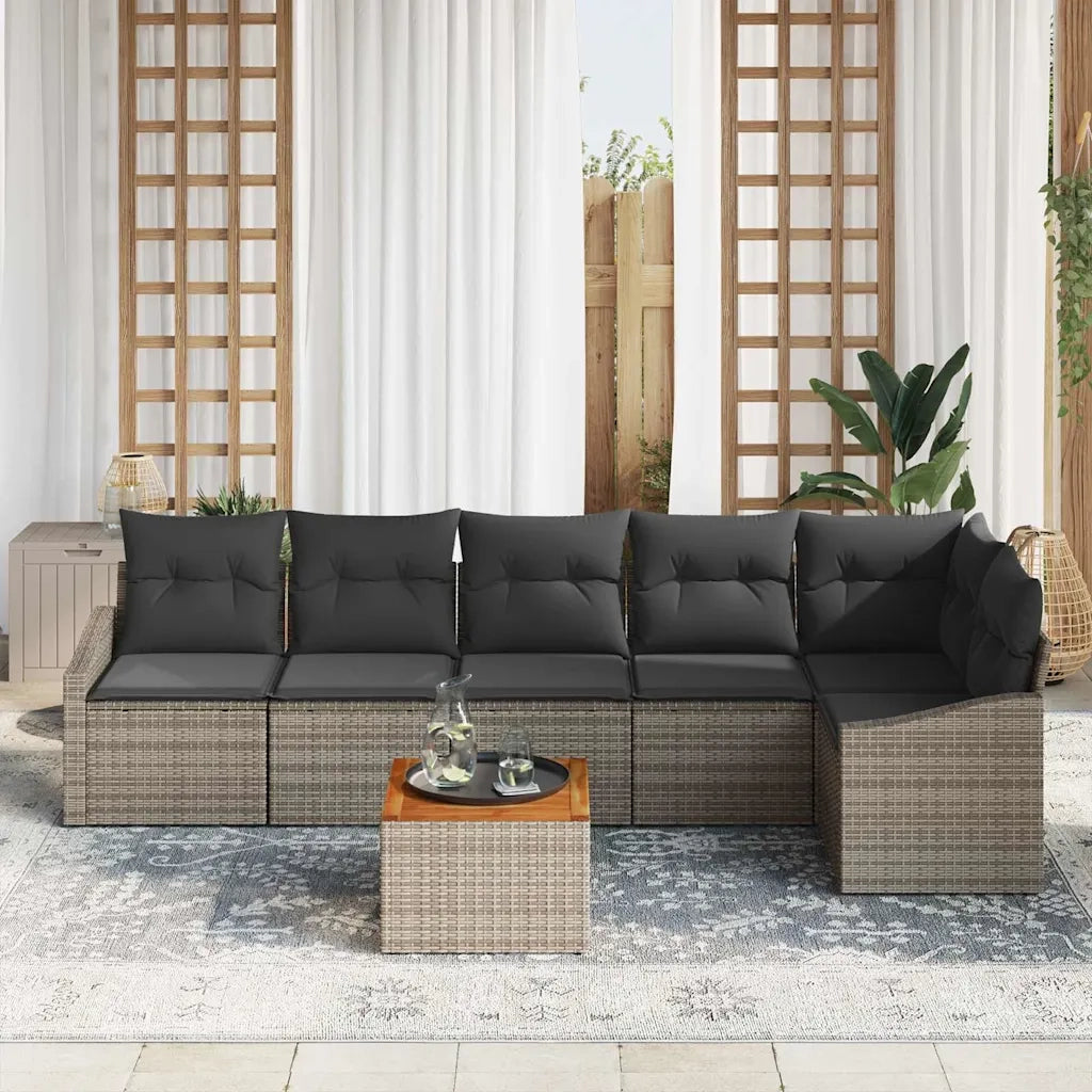 Set Divano da Giardino con cuscino 7 pcs Grigio polyrattan 3347839