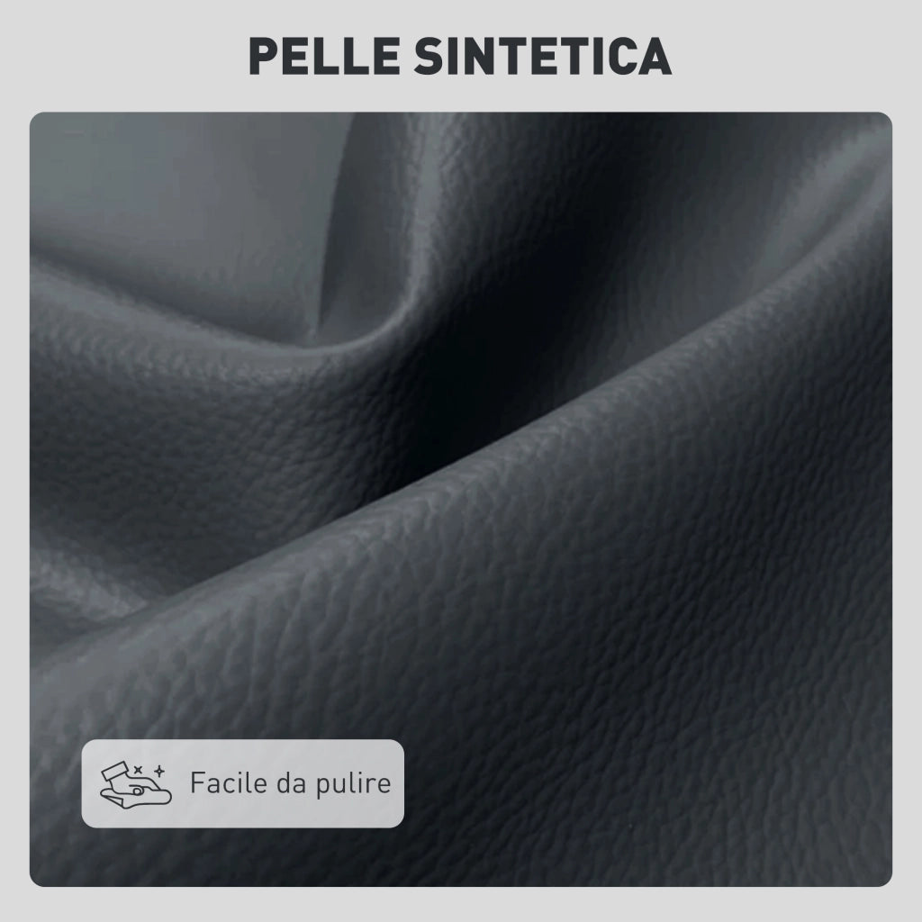 Divano 2 Posti Trapuntato ¨C Minimal ¨C Similpelle Nero 115x73x83