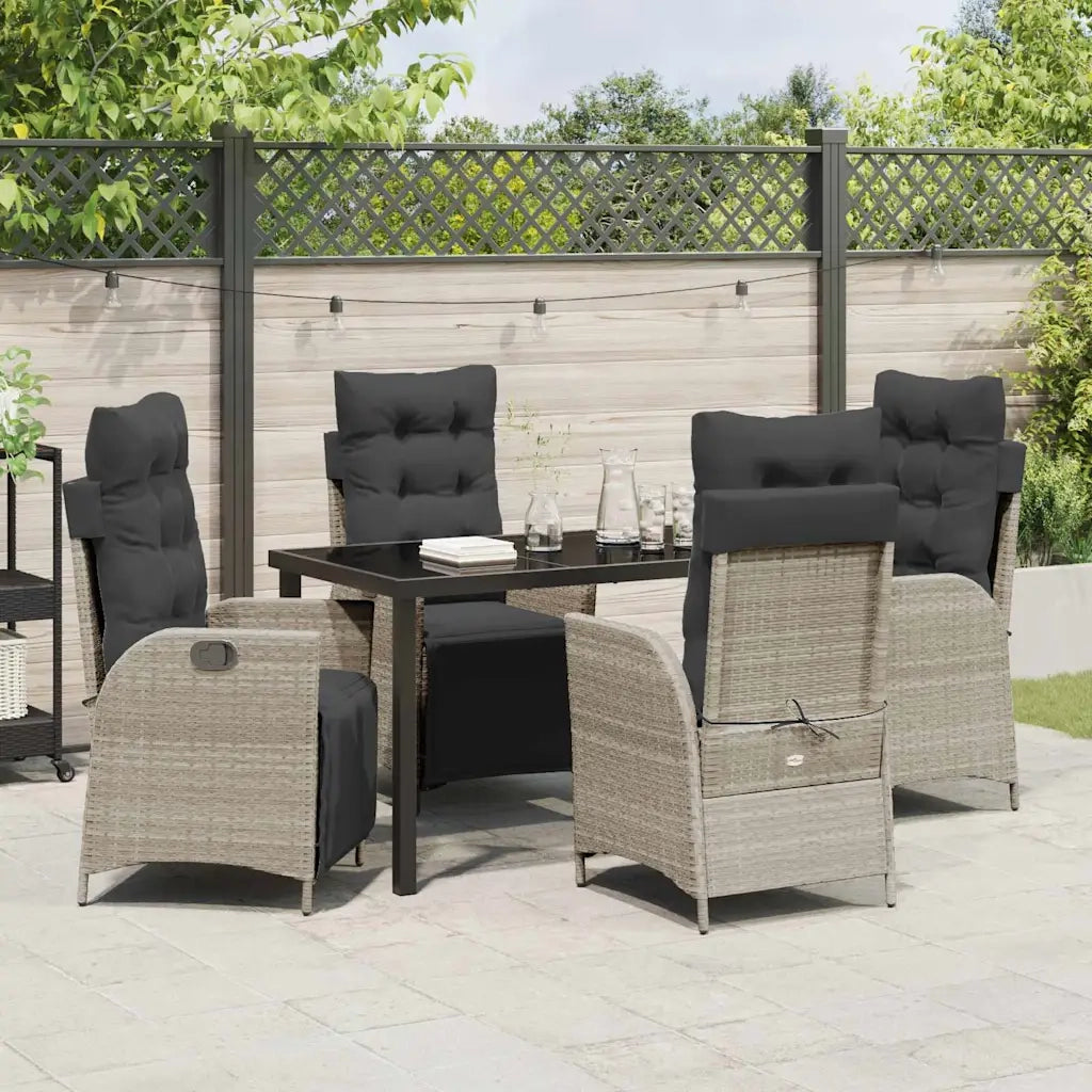 Set da Pranzo per Giardino 5 pcs Grigio chiaro polyrattan 3380570